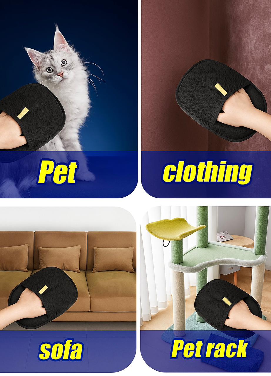 Reusable Electrostatic Pet Hair Remover Gloves – Double-Sided, Eco-Friendly Fur Cleaning Glove for Furniture, Carpet & Clothing
