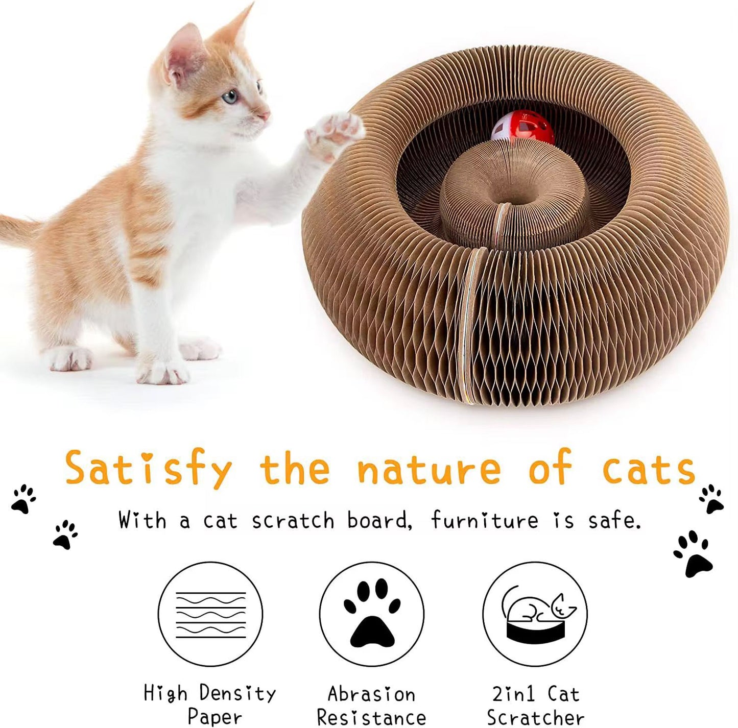 Magic Cat Scratch Board Toy – 2-in-1 Scratch Pad, Shape-Changing Playboard & Furniture Protector