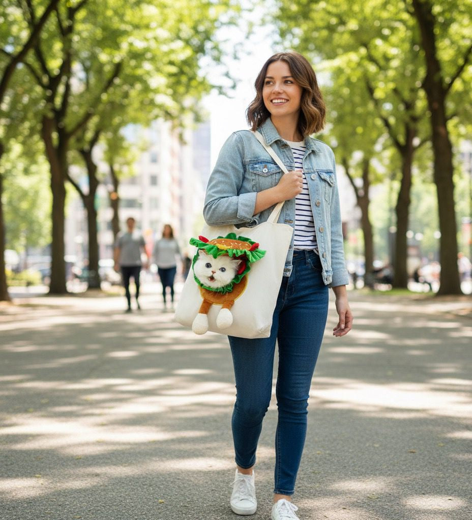 Adorable Cat Plush Tote Bag – 6 Variants, Multi-Color Options