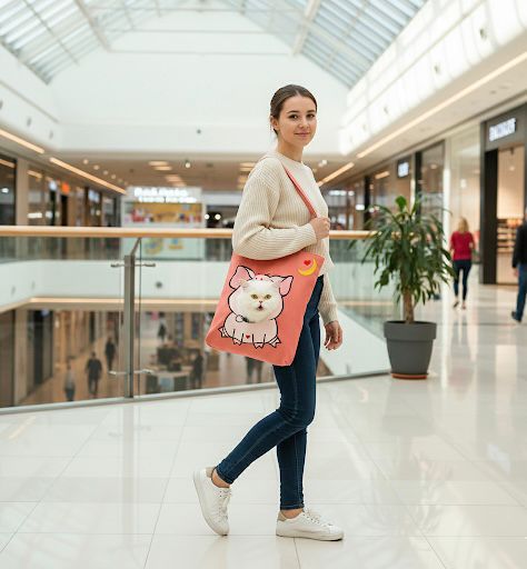 Adorable Cat Plush Tote Bag – 6 Variants, Multi-Color Options