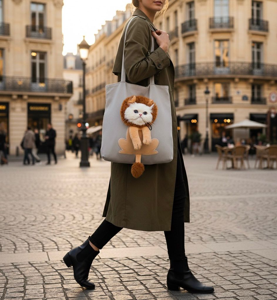 Adorable Cat Plush Tote Bag – 6 Variants, Multi-Color Options