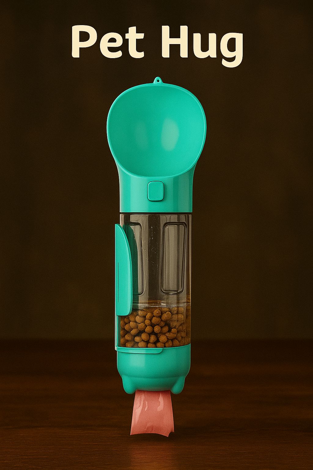 4-in-1 Portable Pet Water Bottle with Food Container, Poop Shovel & Waste Bag Holder – Travel-Friendly Pet Hydration & Care Kit